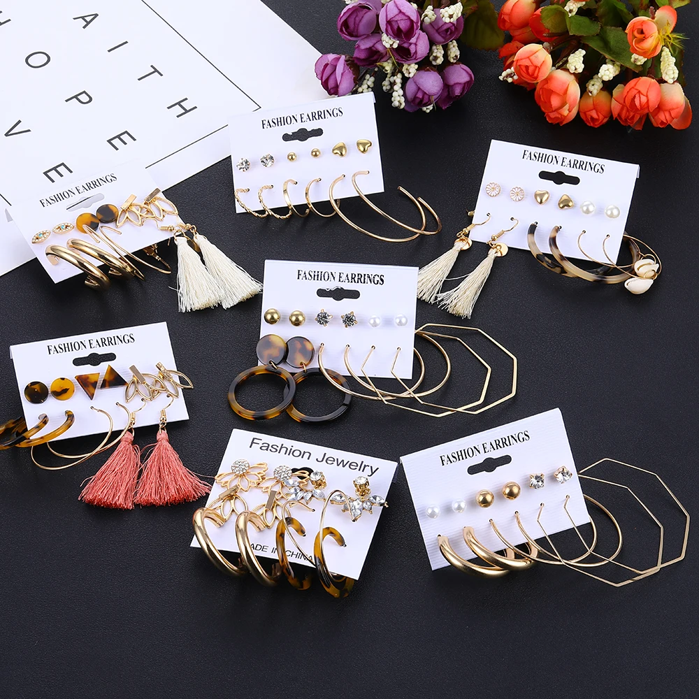 ALIUTOM богемный Леопардовый цвет акриловый жемчужный Комплект сережек для женщин