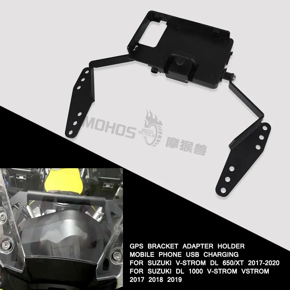 

Motorcycle GPS Bracket Adapter Holder For Suzuki DL 1000 V-Strom vstrom 2017 2018 2019 DL1000 Mobile phone USB Charging Parts 19