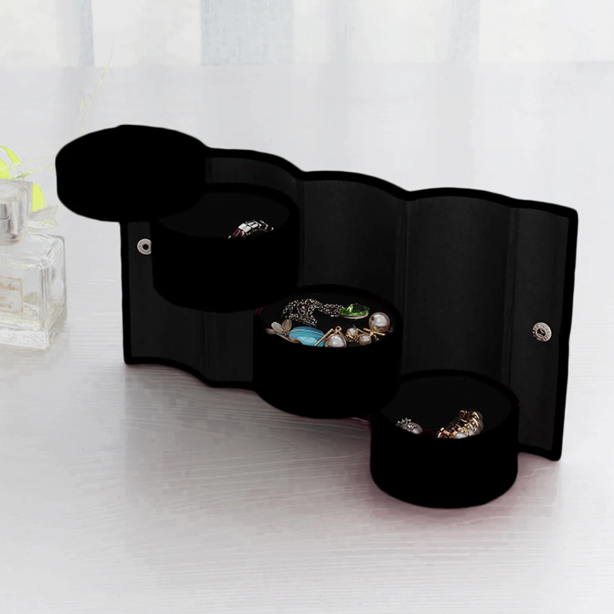 2 шт. коробка для хранения ювелирных изделий Портативный фланелевый Ретро 3 слоя
