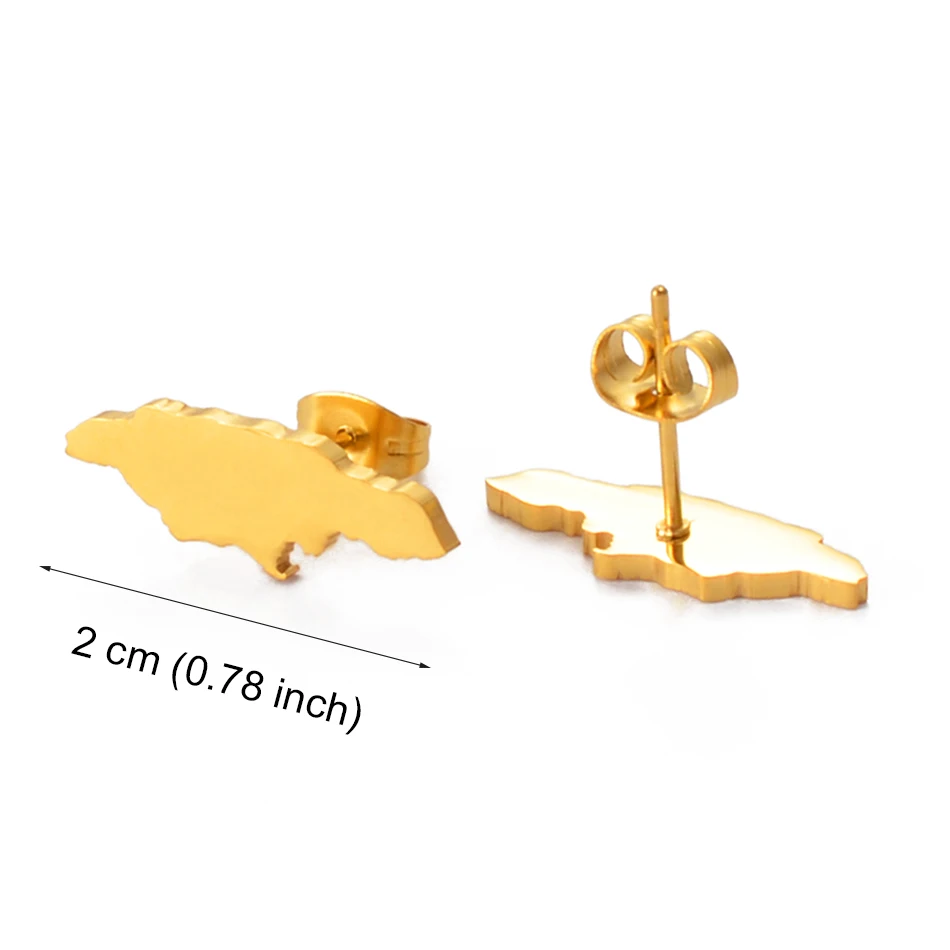 Женские серьги-гвоздики Anniyo с картой Ямаки золотого цвета и из нержавеющей стали