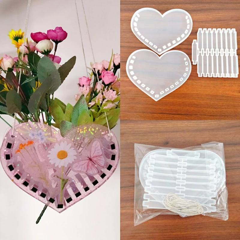 

Moon Love Heart Handbag Epoxy Resin Mold Plant Flower Hanging Basket Silicone Mould DIY Crafts Ornaments Home Decorations Castin