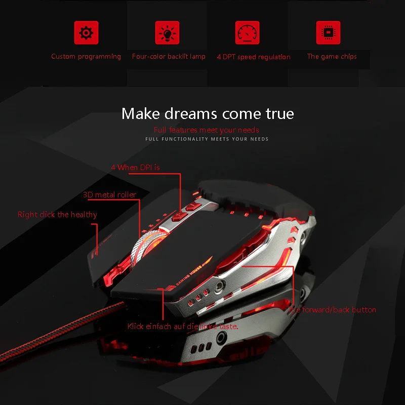 

USB Wired Gaming Mouse 3200DPI Adjustable 7 Buttons LED Optical Professional Gamer Mouse Computer Mice for PC Laptop Games Mice