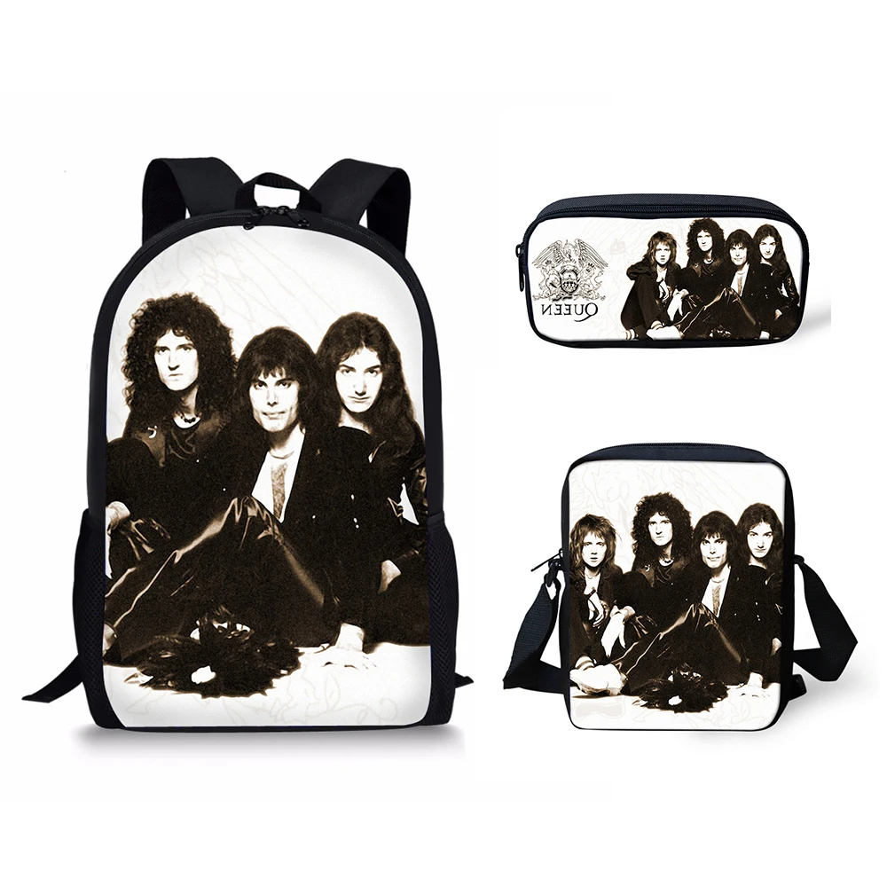 HaoYun 3Pcs/set Students Bookbag Queen Band Bohemian Rhapsody Printing Kids Custom Children School Bags Large Shoulder Backpack