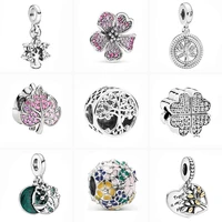 new hollow family tree flowers leaves fashion beads fit original pandora charm silver color bracelet women girl diy jewelry gift