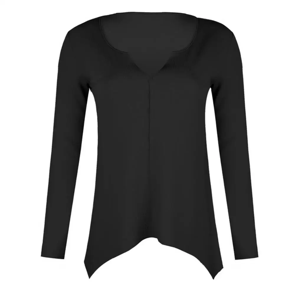 

Sexy V-neck Top Woman Irregular Hem Casual Spring long-sleeved solid color sweater Loose Pullover sweater 2021 ropa mujer