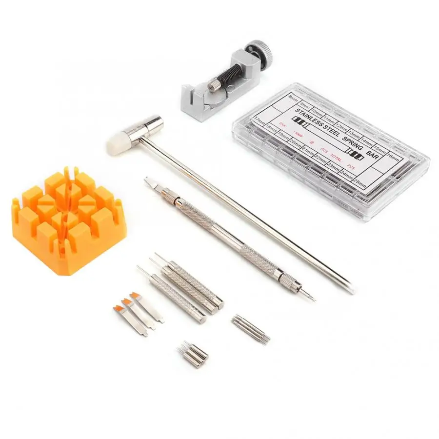 17pcs/Set Spring Bar Screwdriver Hammer Link Watchband Remover Spare Head Fixed Base Watch Repairing Tool Kits for Watchmaker | Наручные