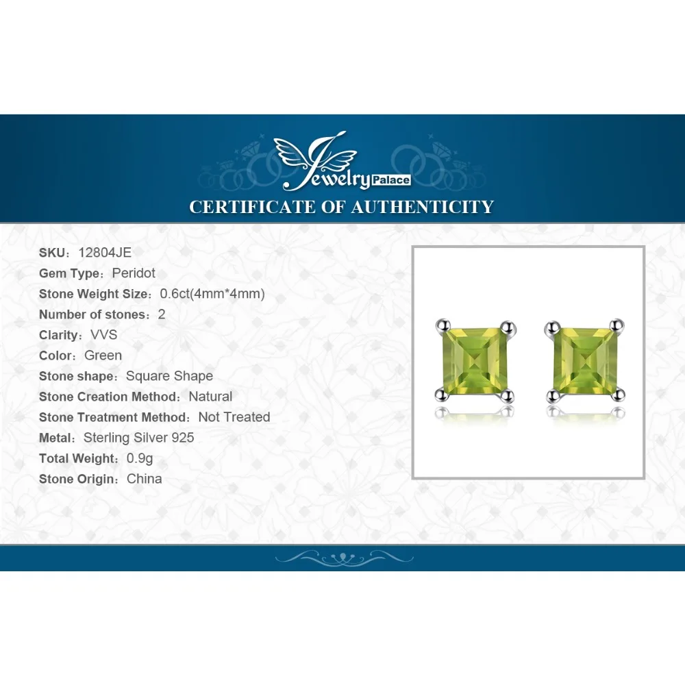 

JewelryPalace Genuine Peridot Stud Earrings 925 Sterling Silver Earrings For Women Gemstones Korean Earings Fashion Jewelry 2021