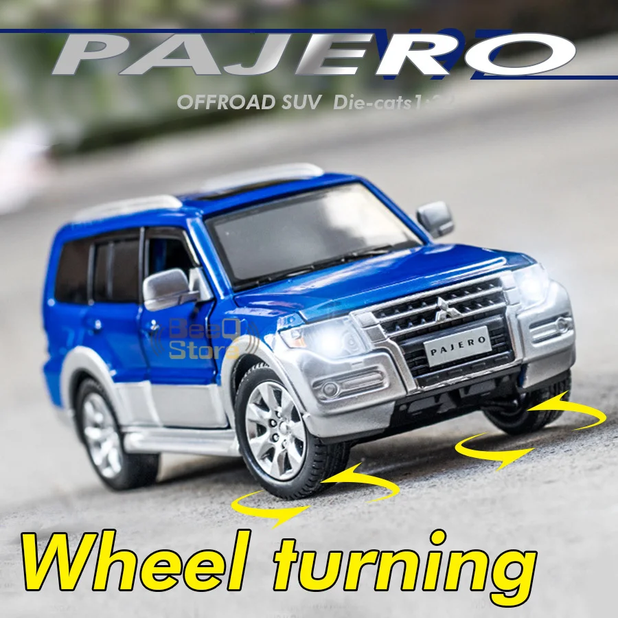 

1:32 MITSUBISHII PAJERO Alloy Car Die Cast Suv Model Wheel Turn Edition Collectibles Cars Toy Birthday Present Boy