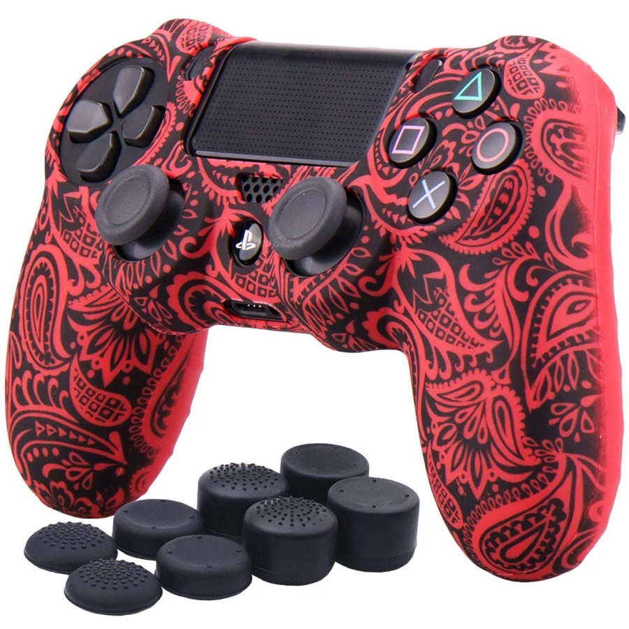 PS4/Slim/Pro Controller Silicone Cover Waterproof Printing Flowers Skin for Sony Playstation 4 PS 4 Dualshock 4 Accessories