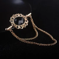 i remiel new vintage tassel crystal oval collar brooch with chain pin buckle for women men lapel suit shirt clothing accessories