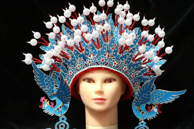 Голубая опера диадема Феникса шляпа древняя китайская свадьба головной убор