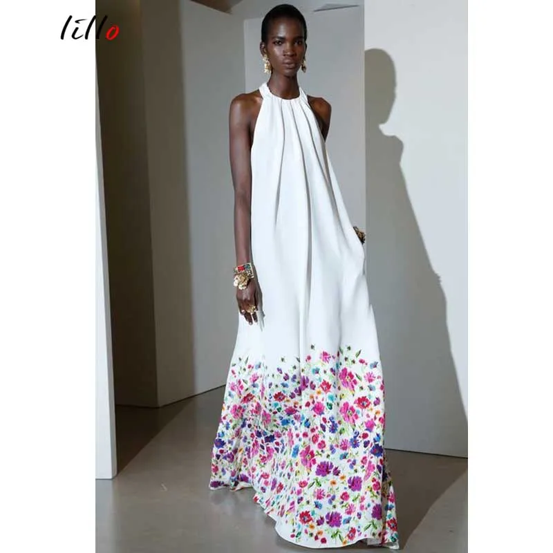 Женское платье трапециевидной формы белое на бретелях в Звездном стиле модные