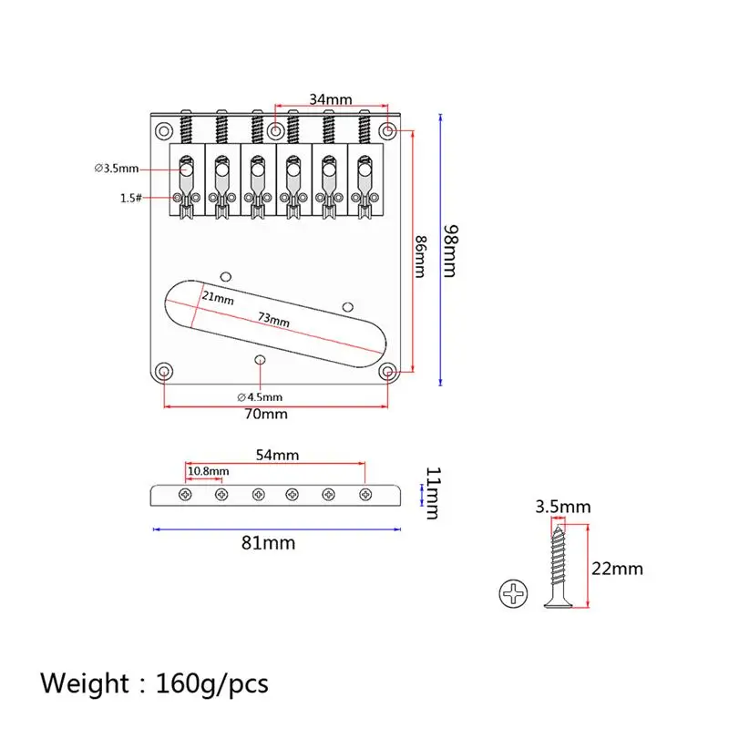 Современные 6 винтов для седлового моста Tele сменный фиксатор электрогитары