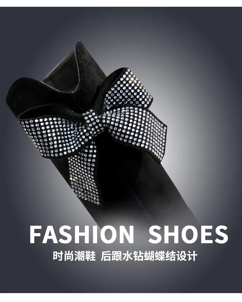 

Spring Fashion Girl Mid-high Boots for Cold and Warm Thick Snow Boots for Kids Boots Winter Bow Crystal Princess Shoes