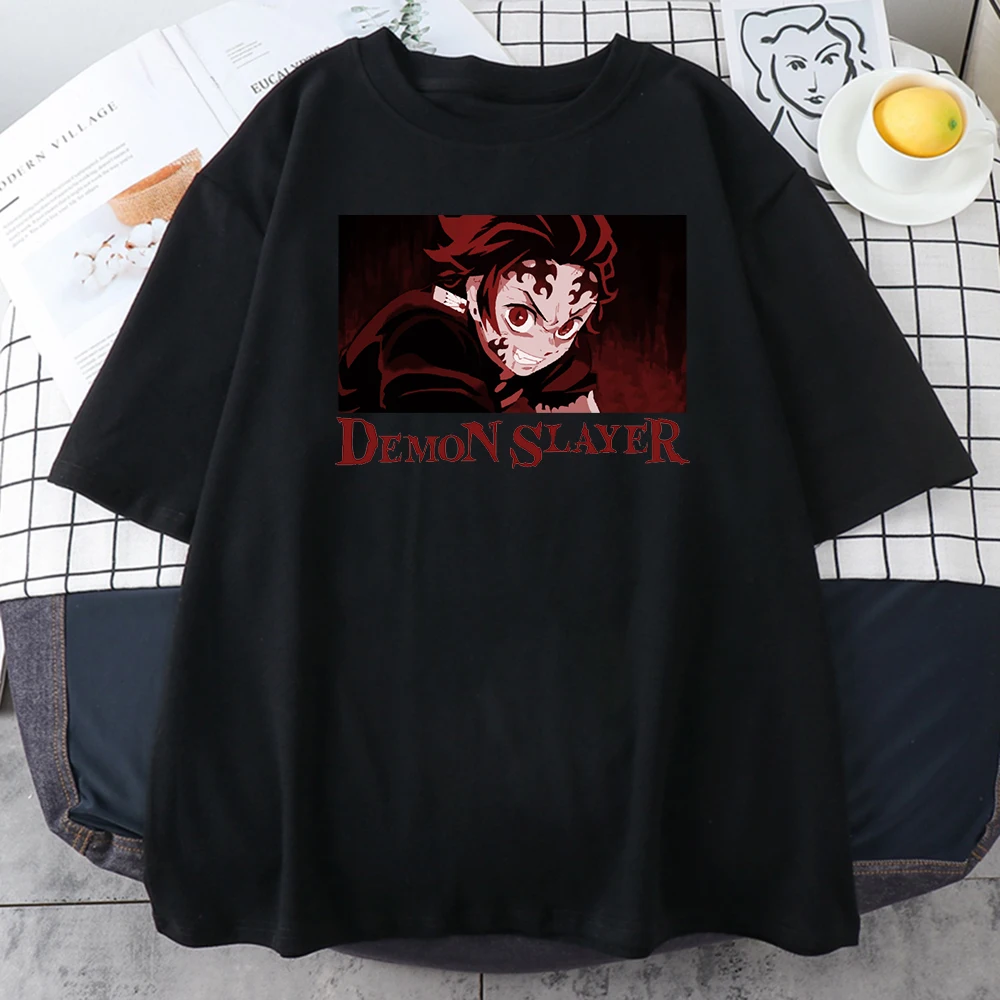 

Kamado Tanjiro Print Women T Shirts Demon Slayer Anime Cartoon Tops Summer Short Sleeve Loose Female Clothes Harajuku Tee Shirt