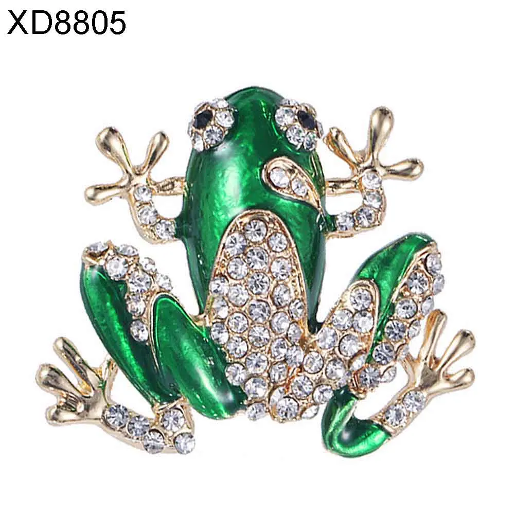 Лидер продаж! Золотистая/зеленая модная Милая женская брошь в виде лягушки