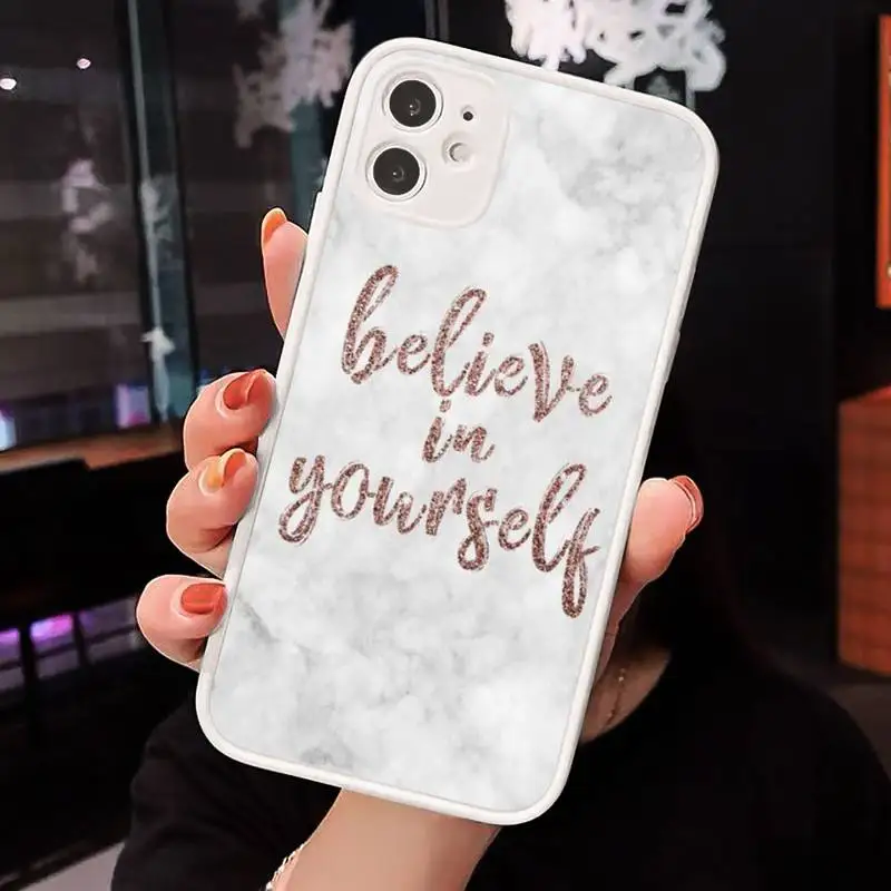

Pink marble text Phone Case Matte Transparent for iPhone 7 8 11 12 s mini pro X XS XR MAX Plus cover funda