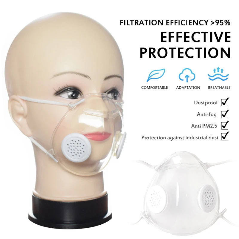 

Transparent mask Silicone Reusable Mask Outdoor Dust-Proof Mask Visor Face Shield Windproof Motorcycle Equipments
