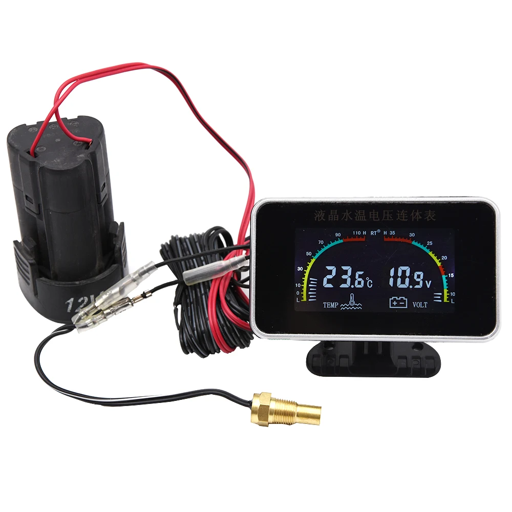 Цифровой автомобильный измеритель температуры воды 2 в 1 вольтметр датчик 10 мм