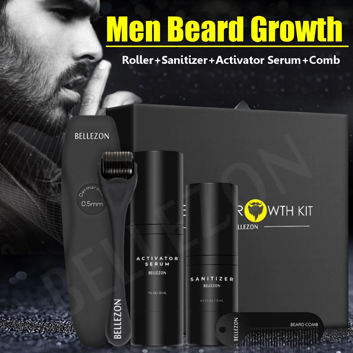 4 шт./компл. мужской набор для роста бороды Усилитель волос утолщенное масло