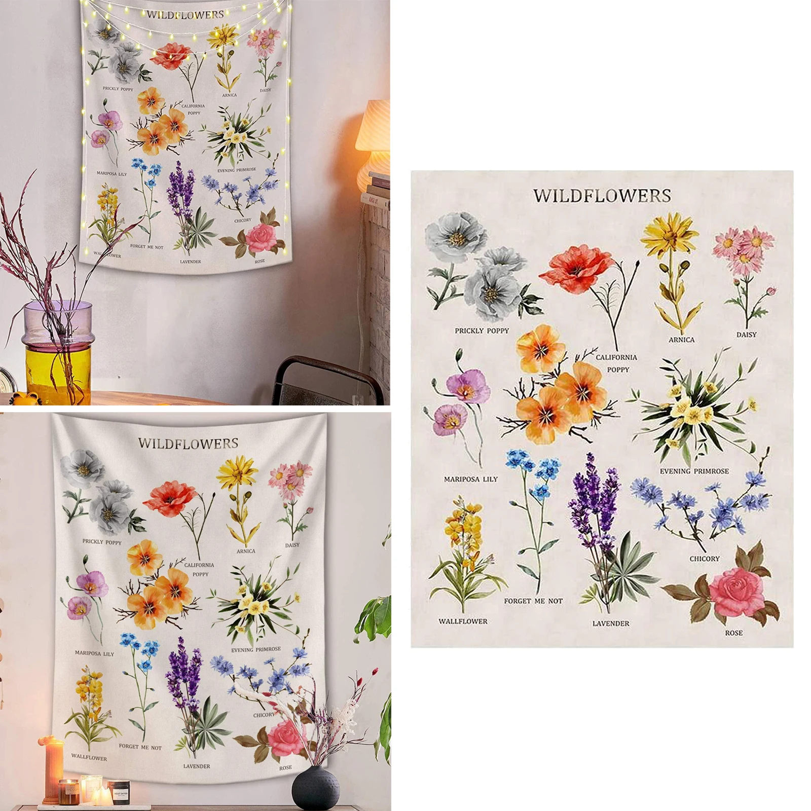 

Bohemian Home Dorm Fabrics Wildflowers Print Tapestry Wall Hanging Plant