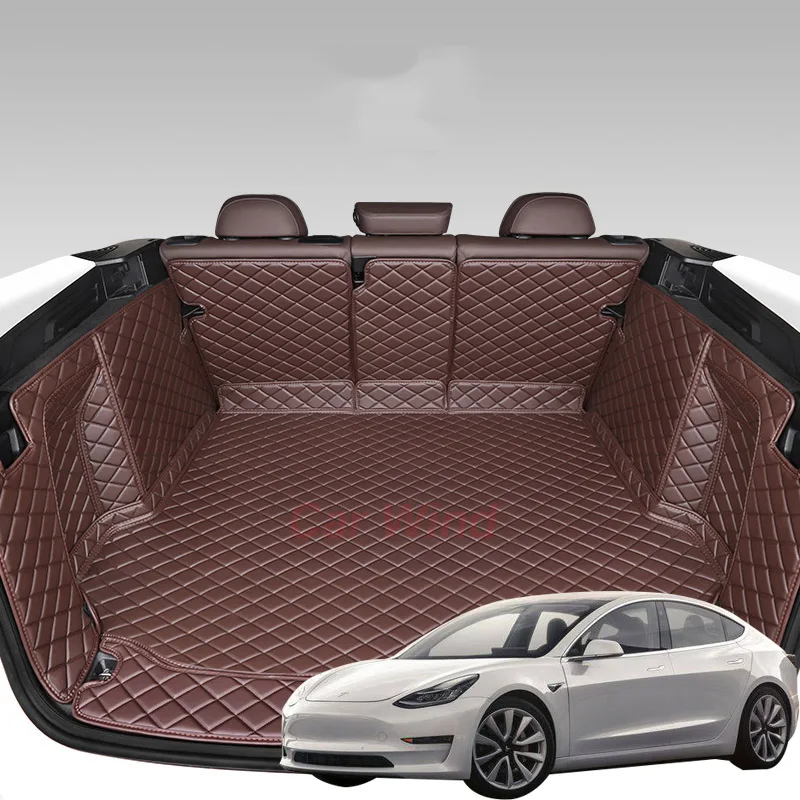 

Custom Made Leather Car Trunk Mats For Tesla model 3 2019 2020 2021 Cargo Liner Accessories