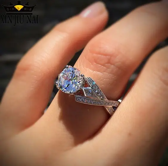 Роскошные Большие кольца из стерлингового серебра 925 пробы с круглым кольцом CZ