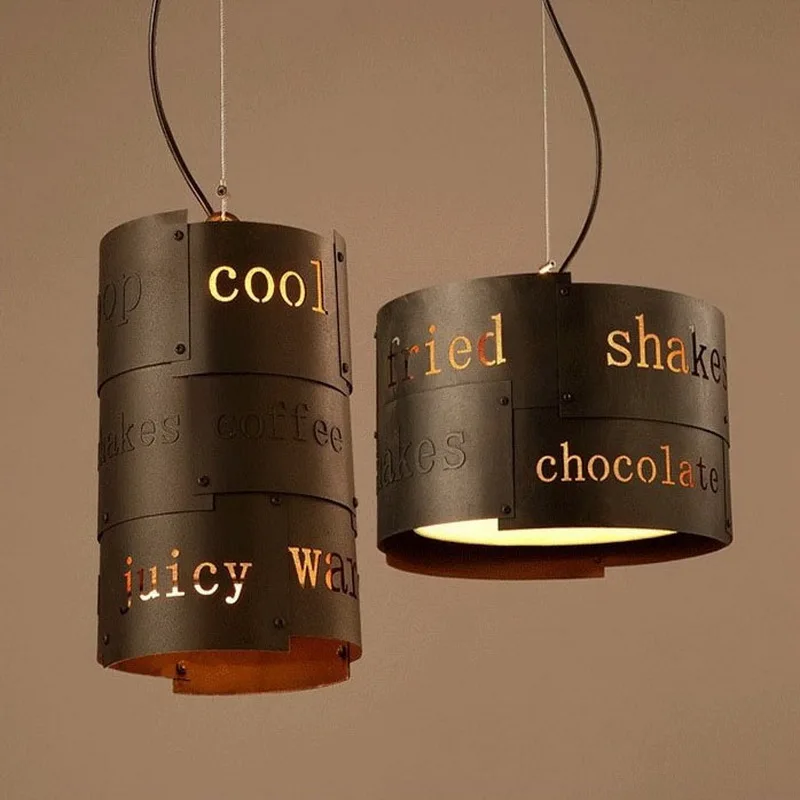 Подвесная лампа в стиле лофт индивидуальный светильник с надписью на английском