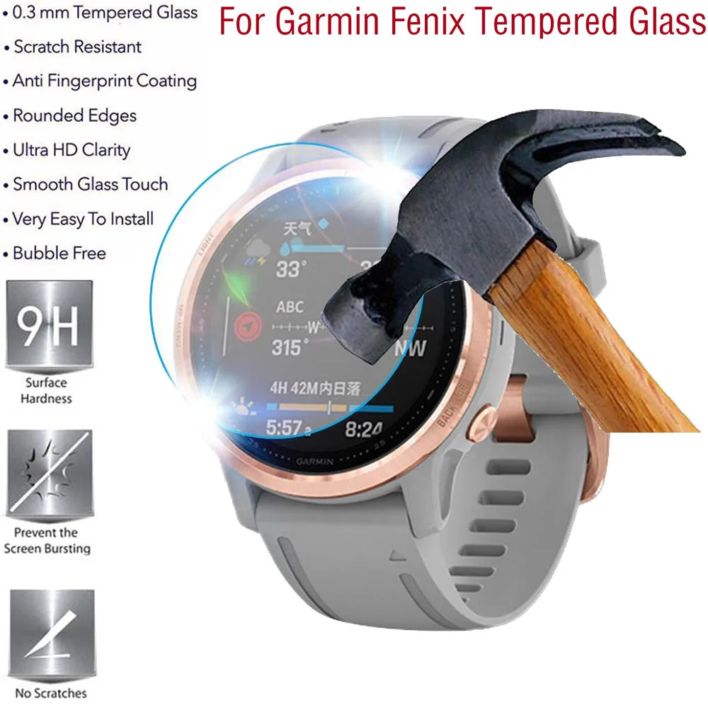 

2/3/5Pcs HD Tempered Glass Protective Film For Garmin Fenix 6 6S 6X Pro 5 5S 5X Watch Screen Film Anti-scratch Anti-fingerprint