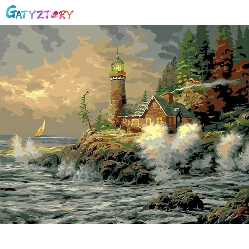 

Gatyztory Paint By Numbers For Adults Landscape Canvas Painting Coloring By Numbers Set Home Decor Framed Acrylic Paints