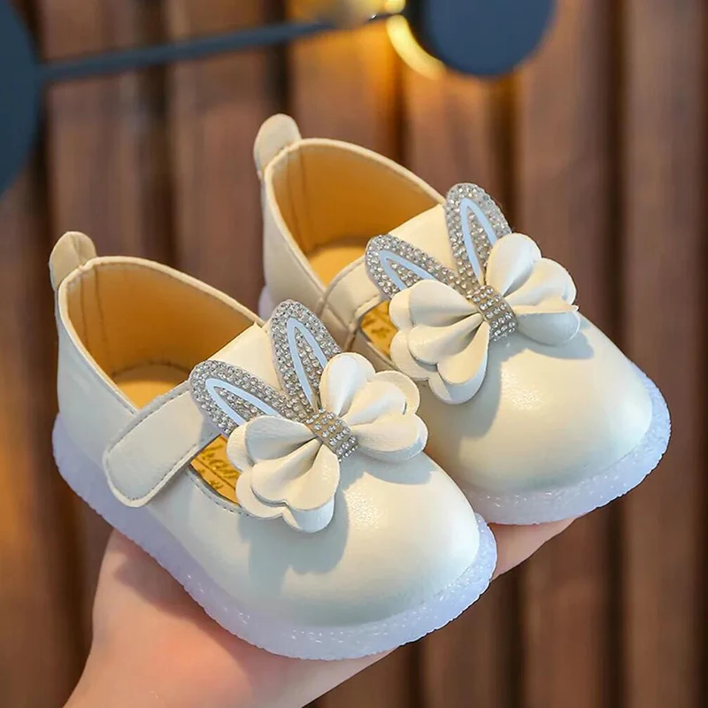 

Туфли детские кожаные с мягкой подошвой, мультяшная удобная обувь для маленьких принцесс, классические, розовые, белые