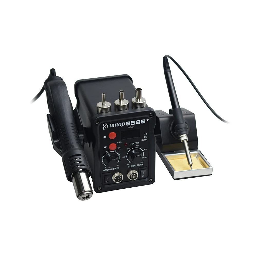 2 в 1 Eruntop 8586+ ESD фена паяльная станция сварочный паяльник для IC SMD распайки Переделанный 8586