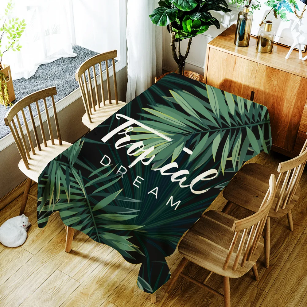 

PVC leaf printing pattern washable decorative household waterproof tablecloth