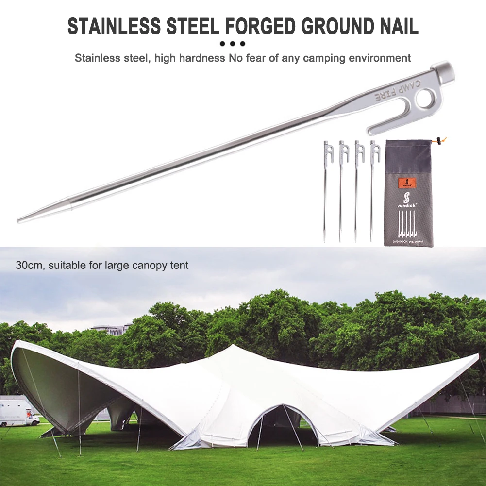 

4 шт. 30 см колышки для палатки для кемпинга высокопрочные ветрозащитные наружные якоря из нержавеющей стали