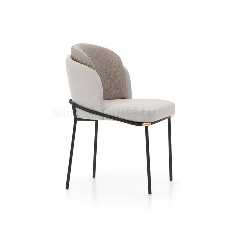 

Italian Minimalist Dining Chair Carbon Steel Fabric Dining Chair Simple Light Luxury Chair Comfortable Coffee Shop Chair Enginee