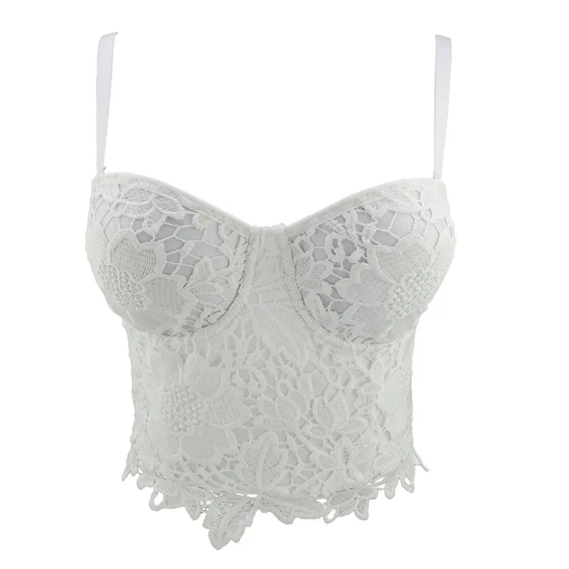 

Hjwsfdcai 2021New Fashion Women Corset Embroidery Lace Bra All-Match Tank Top Rear Button Slim Top Sexy Nightclub Ladies Bustier
