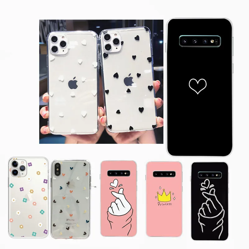 Силиконовый милый чехол с сердечком для Samsung S10 Plus телефона A50 A30 A21S A11 A01 A51 A71 S10E