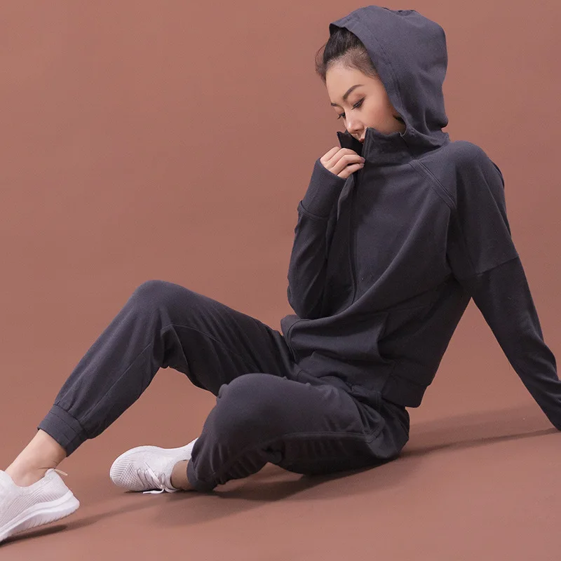 Женская спортивная куртка с длинным рукавом брюки для бега 2 шт. спортивные