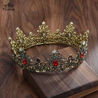 baroque vintage women bridal crystal tiara crown head jewelry princess queen turkish wedding hair accessories flower hairwear