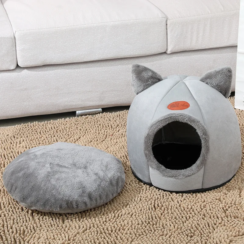 

New Deep Sleep Comfortable Cat Bed Four Seasons Universal Small Dog House Pet Tent Cave Bed Removable And Washable