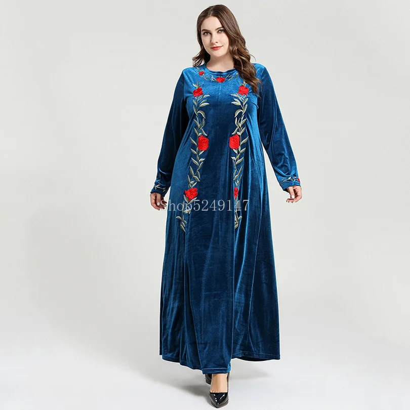 Осень-зима, Абая для женщин, арабское платье с вышивкой, праздничное, Дубай, Абая, турецкий кафтан, Исламская одежда, мусульманское платье