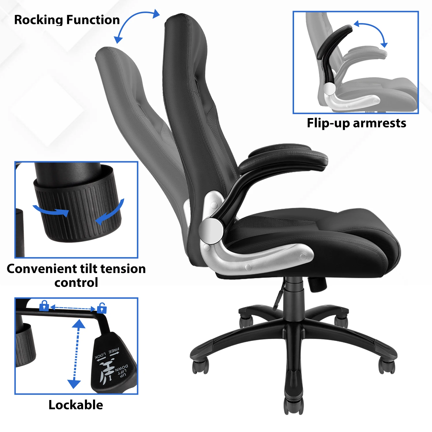 Офисное кресло Furgle Гоночное спортивное сиденье игровое с подставкой для ног