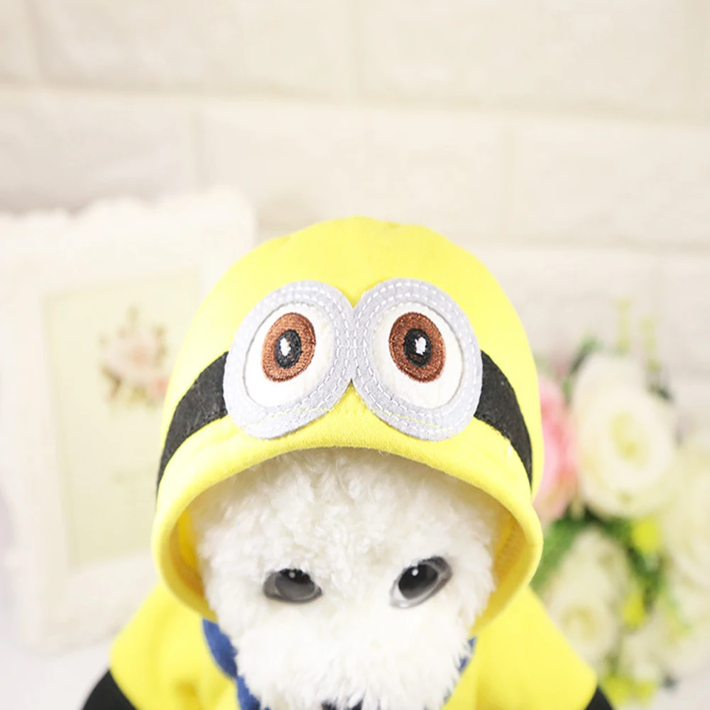 

Halloween Party Pet Role Play Clothes Funny Hoodies For Small Dogs Clothes Winter Yellow Jumpsuit Standing Amusing Dog Costume