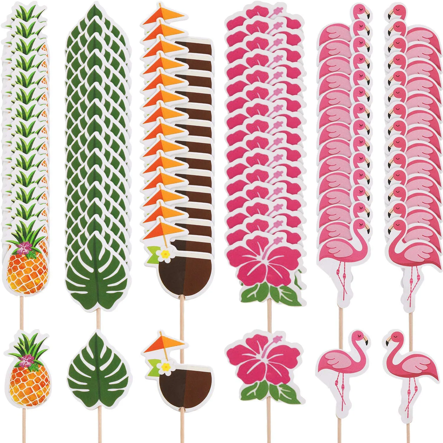 

24pc Hawaii Party Cake Decor Flamingo Parti Alaha Pineapple Flower Luau Tropic Party Summer Palm Wedding Birthday Party Decor