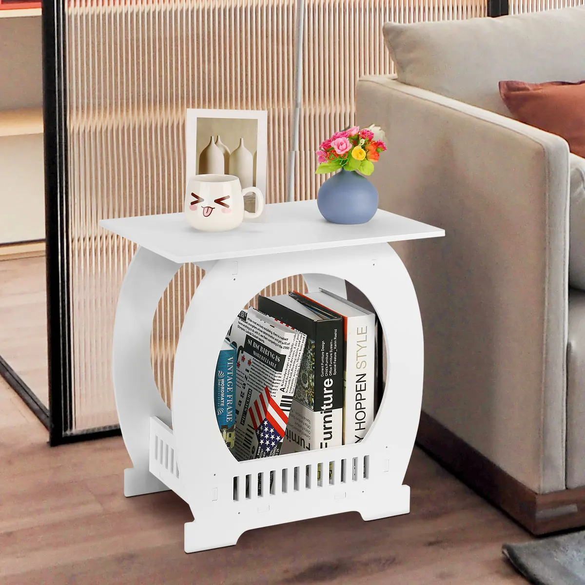 

Nordic Side Table Living Room Coffee Tables Bedside Table Waterproof Modern End Table Magazine Basket Home Bedroom Furniture