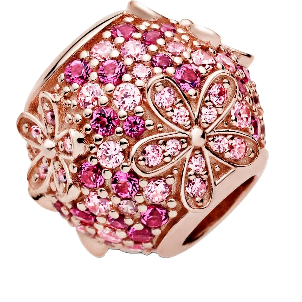 Женский кулон из серебра 925 пробы с розовой маргариткой | Украшения и аксессуары