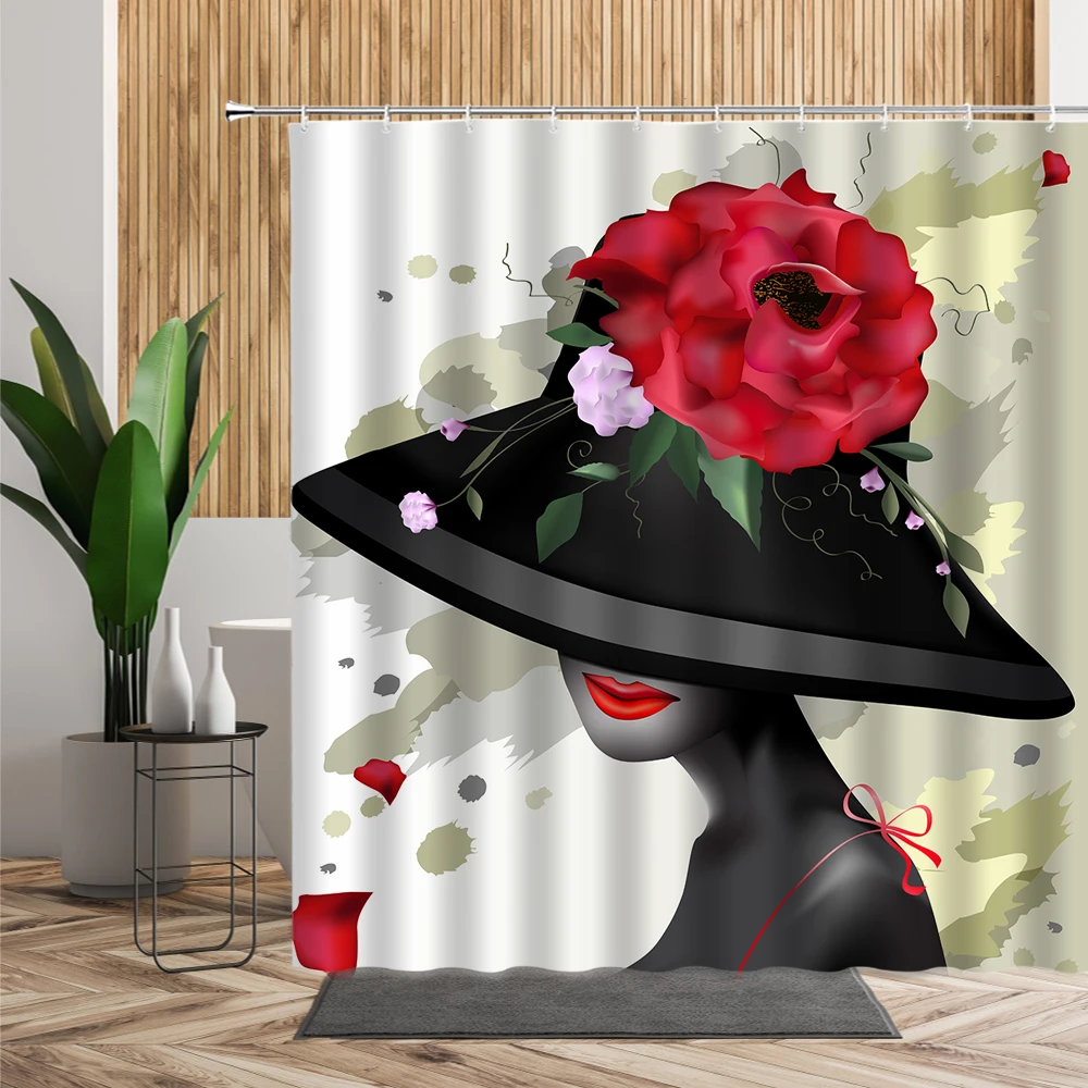 

Модная африканская занавеска для душа для женщин, креативный декор для ванной комнаты, настенная Водонепроницаемая тканевая Штора для ванн...