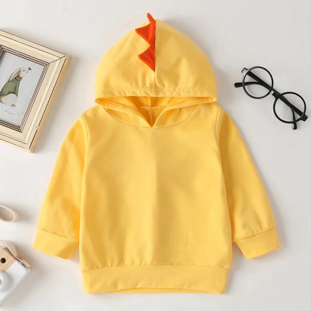 Топы с длинными рукавами и рисунком динозавра для маленьких мальчиков девочек