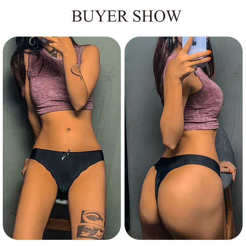 

3Pcs Size S-XL Women G String Ice Silk Panties Sexy Briefs Seamless Underwear Girls Thong Fitness Ladies T Back