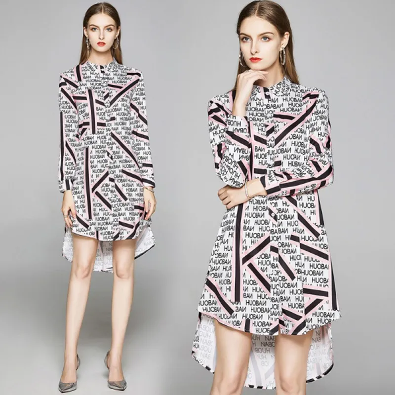 Летнее модное дизайнерское свободное платье для женщин в полоску с буквенным